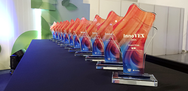 InnoVEX Photo of awards lined up ready to be handed out